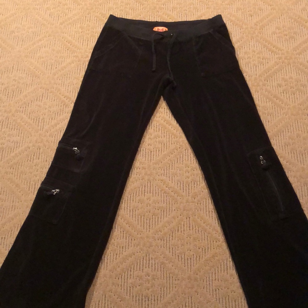 Juicy black velour cargo pocket pants